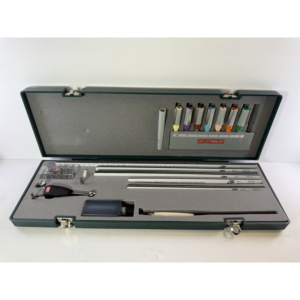 Vintage Lutz No 2 Technical Lettering Set Drafting Architect Engineering Kit - Picture 3 of 10